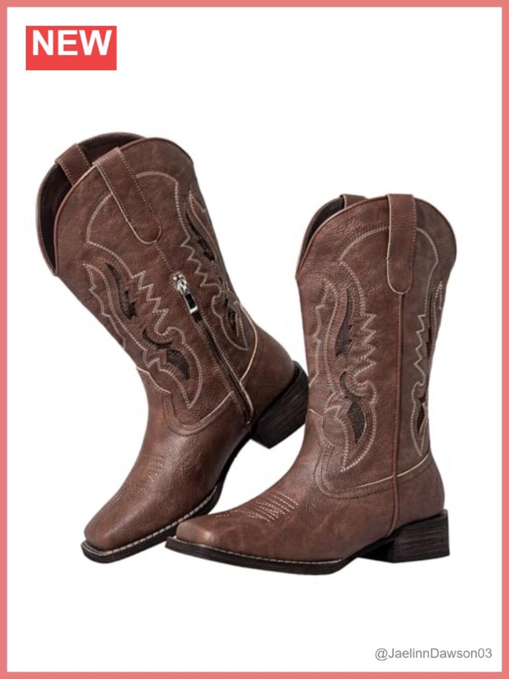 Women's Extra Wide Calf Cowboy Boots Square Toe PU Leather Mid-Calf